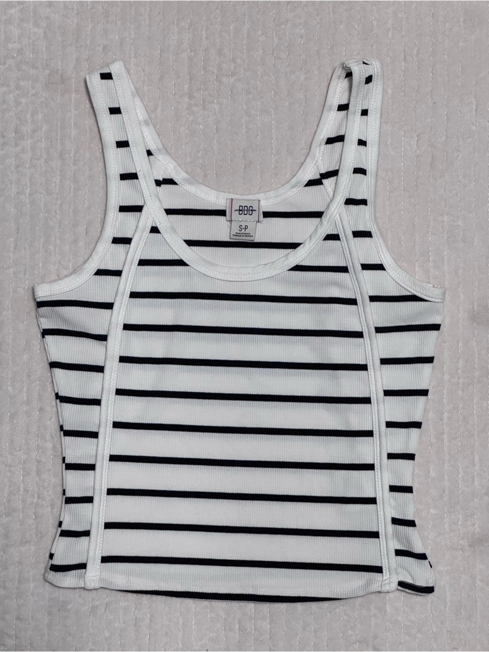 BDG Black & White Ribbed Striped Tank